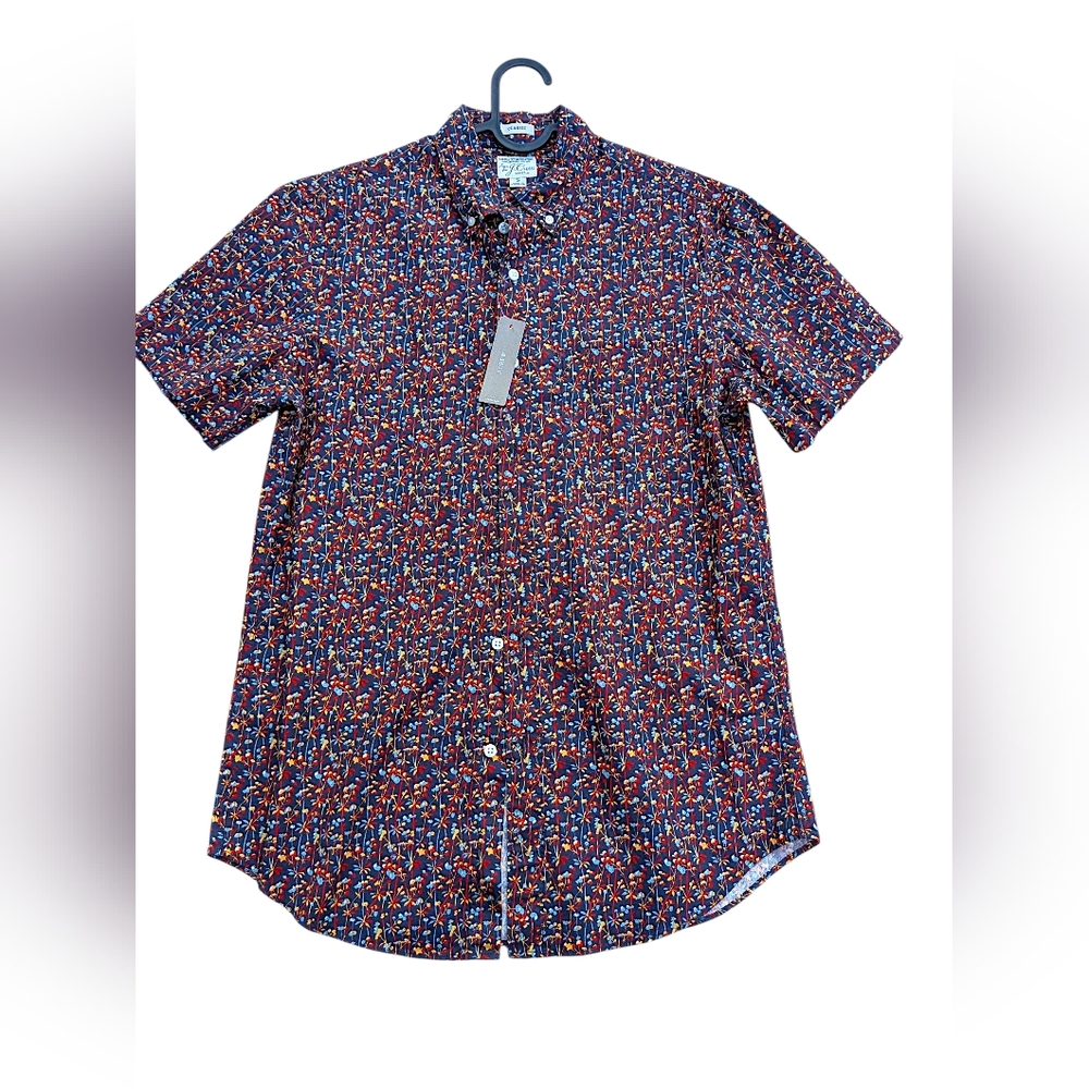 J.Crew Secret Wash Cotton Poplin Shirt Small NWT Bamboo Floral Stretch Classic